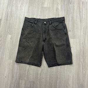Vintage Wrangler Jean Shorts Men's 36 Black 9" Inseam Jorts Denim 90s Cowboy